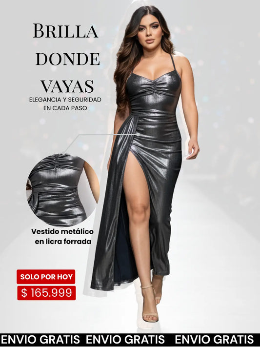 Vestido Metalizado Tiras Melissa